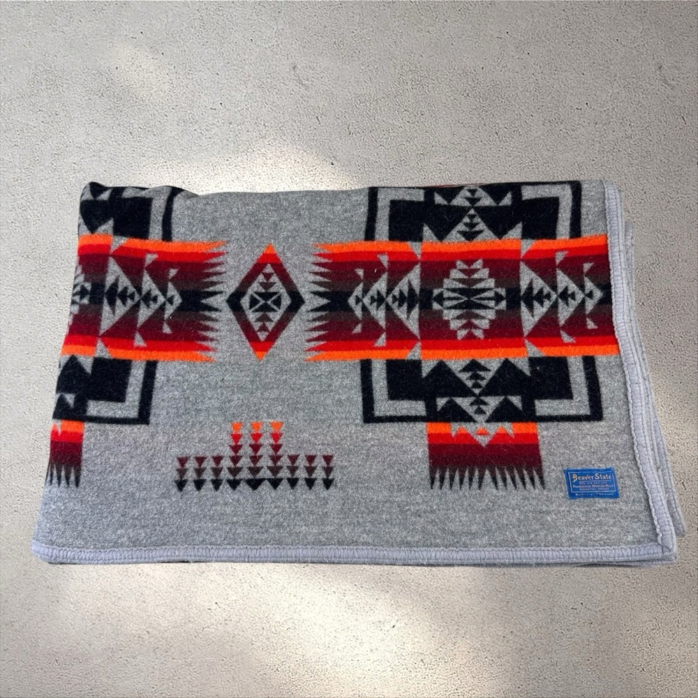 VTG Pendleton Beaver State Aztec Wool Blanket Chief Joseph Southwestern 58x74